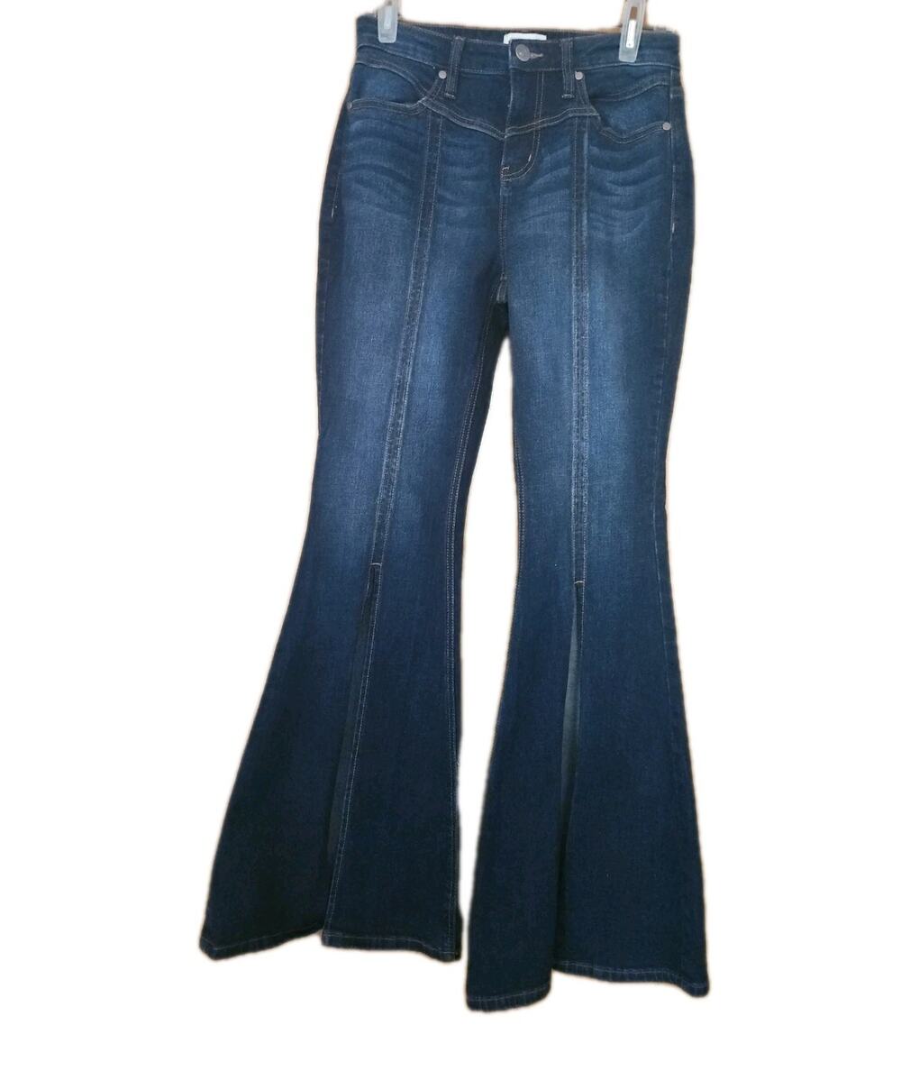 Shyanne Jeans Womens Size 28x32 Blue Stretch Flare 18" Front Slits
